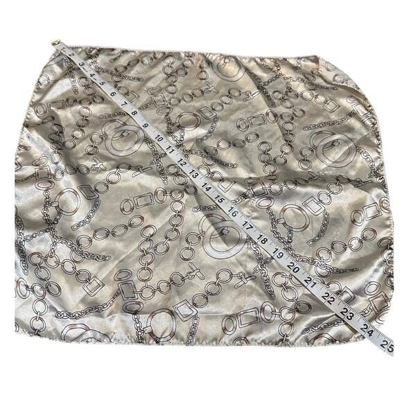 Vintage Satin Neckerchief or handbag Scarf, Paris Chains Gold & Cream Summer - Picture 8 of 11